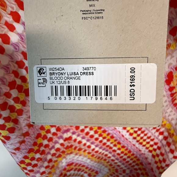 ALLSAINTS Bryony Luisa graphic-print V-neck woven midi dress size 8 NWT - Picture 6 of 7